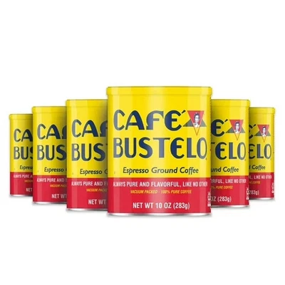 CAFÉ BUSTELO (6 pack) Cafe Bustelo, Espresso Style Dark Roast Ground Coffee, 10 oz Can