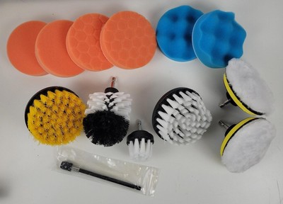 Drill Brush Cleaning Set Power Scrubber Attachments 15 Piece NEW