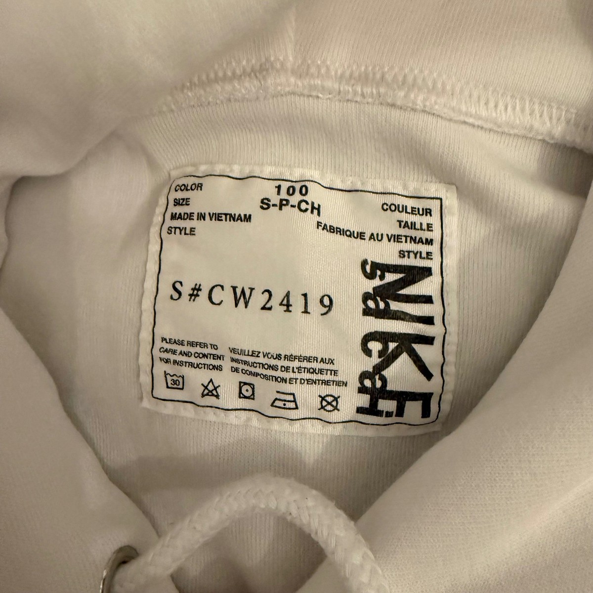 Nike x Sacai White Hoodie Mixed Material Utility Pocket CW2419-100