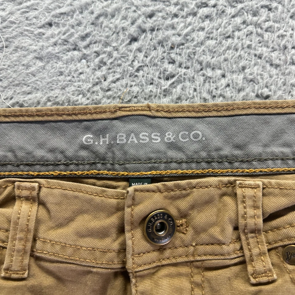 G.H. 贝斯裤男式 32x34 棕色棉卡其色直筒弹力实用工作服 — 第 3/4 张图片