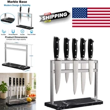 Magnetic Knife Block Stand with Marble Base Double Sided Design for Countertop