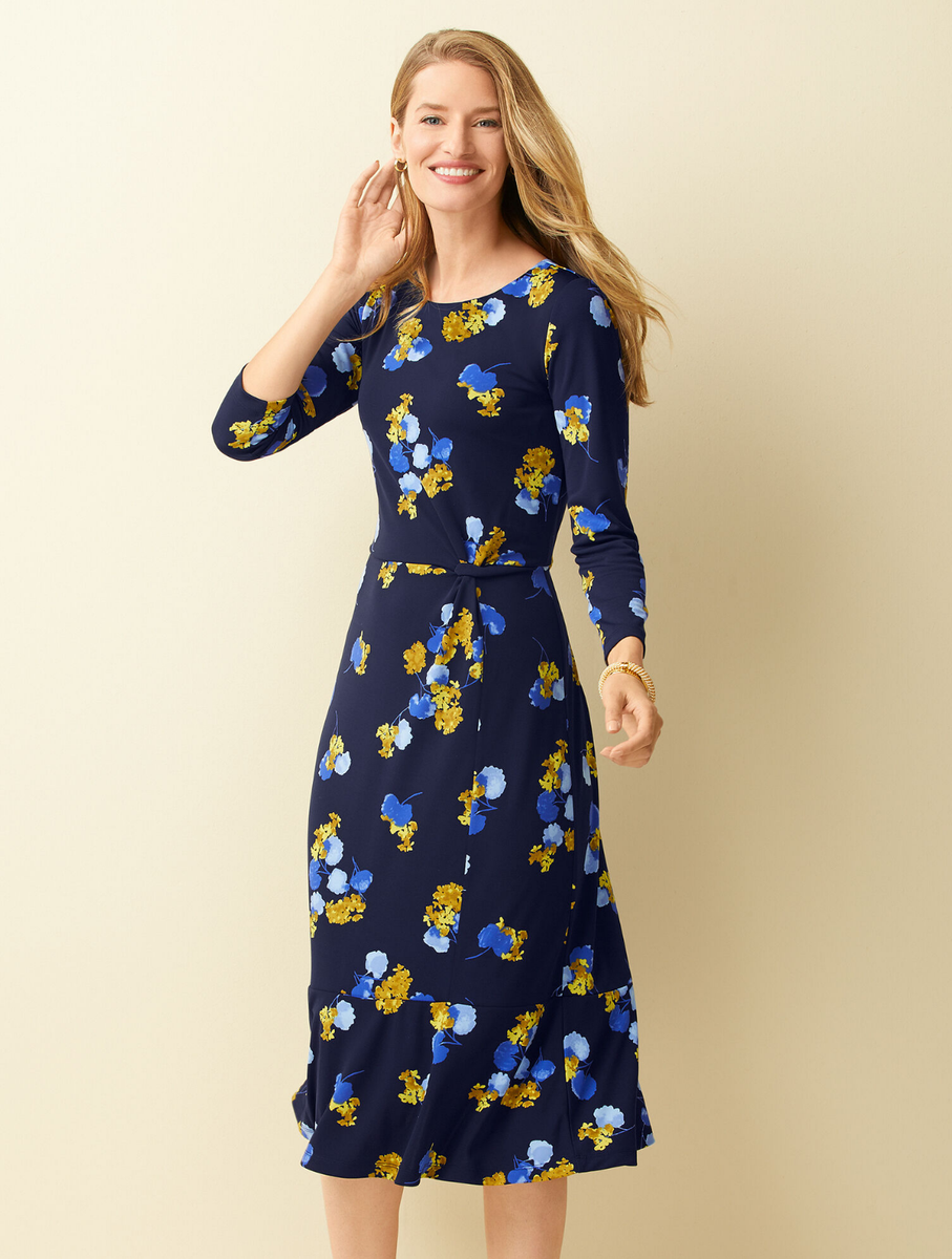 Talbots Jersey Twist Midi Dress Petite Size 6P $129 NWT | eBay