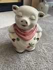 Rare Vintage 1940s Tulip Floral Shawnee Pig Cookie Jar Smiley USA- chipped ear*