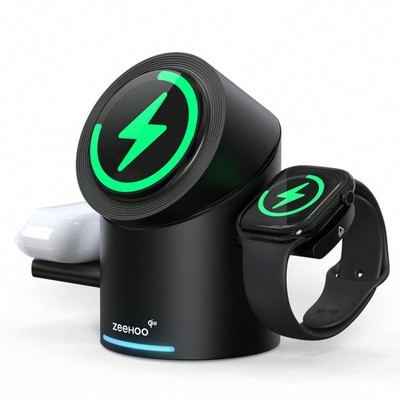 ZeeHoo 3 in 1 Ladestation für Apple Magsafe Ladegerät 15W QI kabellose Billig24