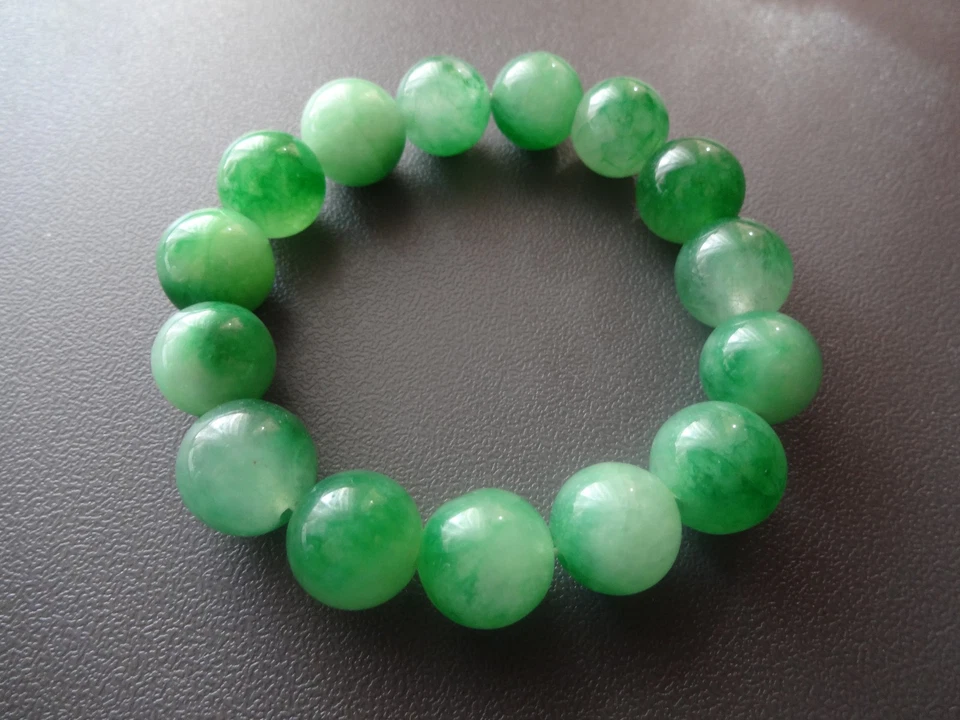 Канадский большой бисер нефрит браслет A + необработанный яблоко зеленый эластичной для мужчин женщин - Изображение 4 из 4