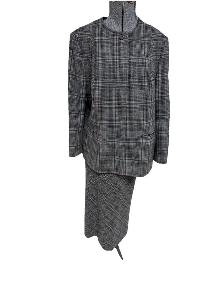 Traje Falda Pendleton Talla 14 Conjunto de Dos Piezas Cuadros Vintage Bolsillos Piel LEER MÁS Foto 3 de 4