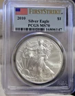 2010 US Silver Eagle $1 PCGS MS70 First Strike Flag Label