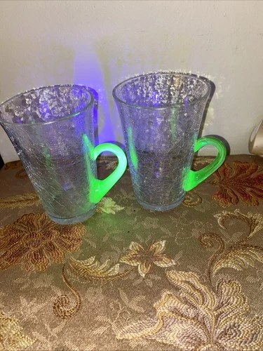 Depression 2 Crackle Uranium Glow Handle Mugs