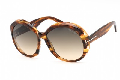 TOM FORD FT1010 55B Sunglasses Colored Havana Frame Gradient Smoke Lenses 62mm