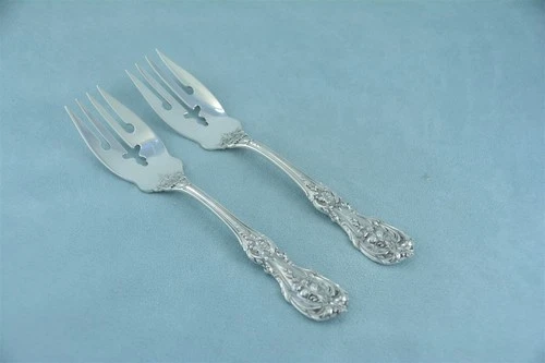 2 Reed & Barton Francis I Sterling Silver 6-1/8" Salad Fork Old Mark H Monogram