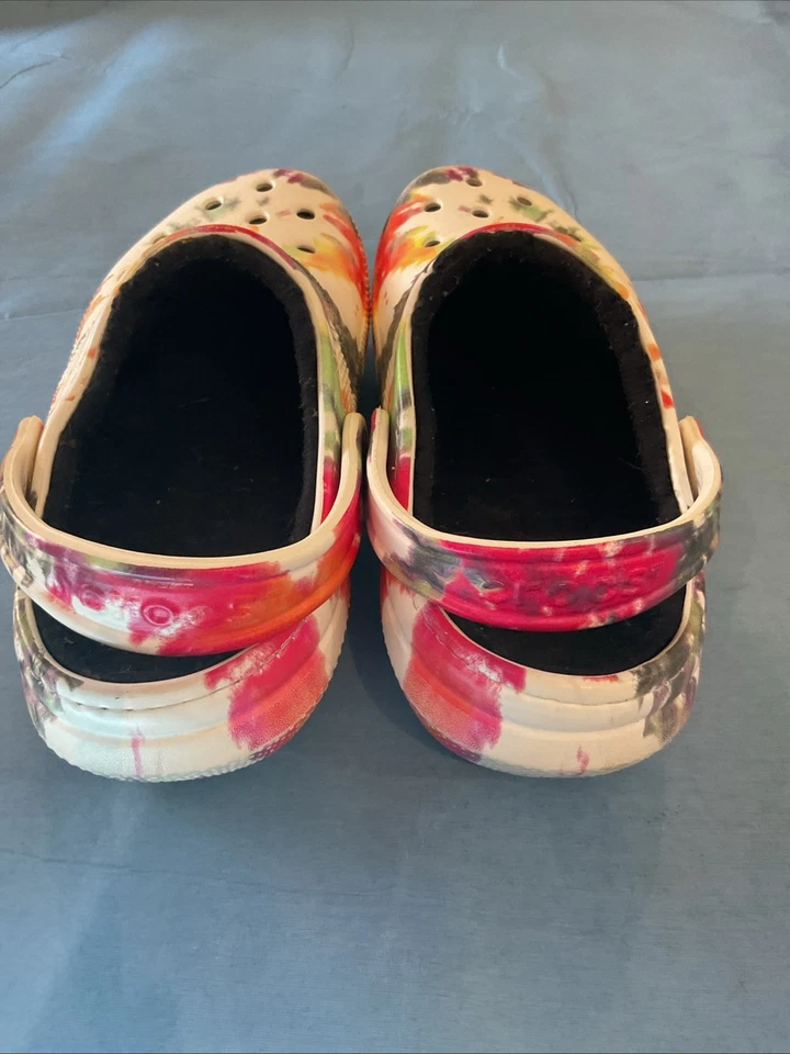 Crocs Mujer Talla M6 W8 | Corbata Teñida Rosa y Naranja Forrada Foto 4 de 4