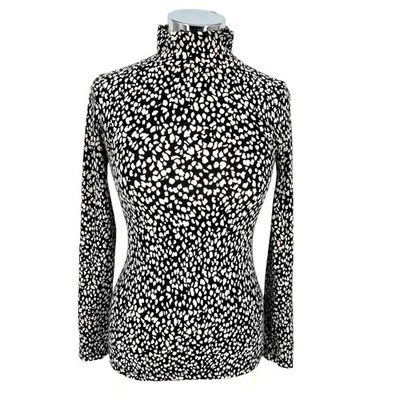 & Other Stories High Neck Speckled Pebble Print Shirt Black White Size Small