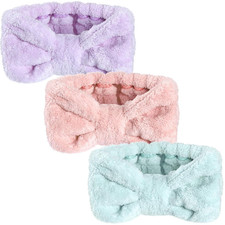 3 Pack Spa Headbands Microfiber Bow Makeup Face Wash Shower Hair Bands Set