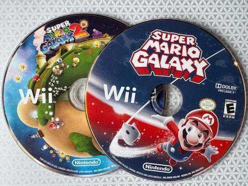 Super Mario Galaxy 1 and 2 (Nintendo Wii, 2007/2010) Discs Only Tested and Works