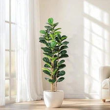 6/7FT Faux Fiddle Leaf Fig Tree with Tall Planter Lifelike Fake Tree for Home US