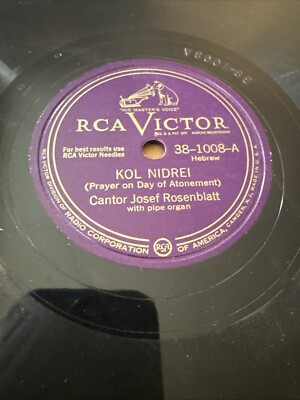 12  RCA Victor 78 RPM Cantor Josef Rosenblatt - Kol Nidrei 38-1008 E- Hebrew