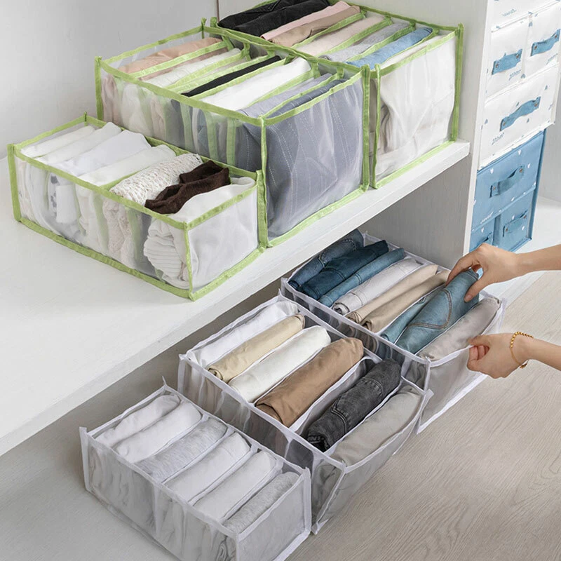 Foldable Drawer Organizer Closet Storage Box Clothes Drawer Mesh Separation  Grid