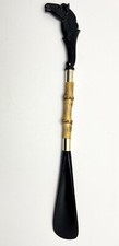 Vintage Black Horse Head Bamboo Boot Horn Shoehorn 16  