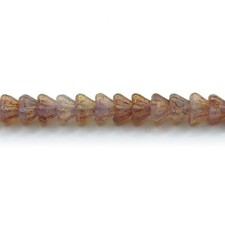 Luster Milky Topaz Pink Baby Bell Flowers - 50 4x6 mm Czech Glass Pressed Beads