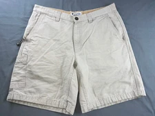 Columbia Mid-Weight Cotton Canvas Shorts w/ Zip Pocket. Beige, Men's 34. EUC!!