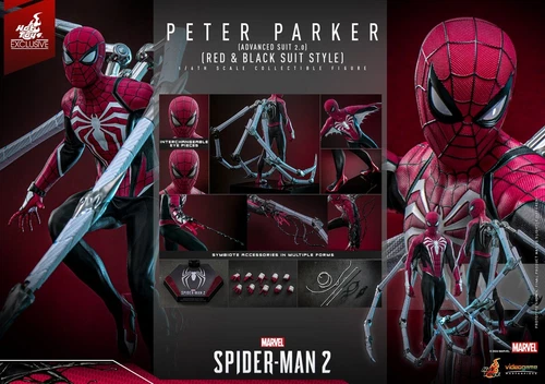 Ready! Hot Toys VGM66 Spider-Man 2 Peter Parker Advanced Suit 2.0 Red&Black Suit - Picture 2 of 17