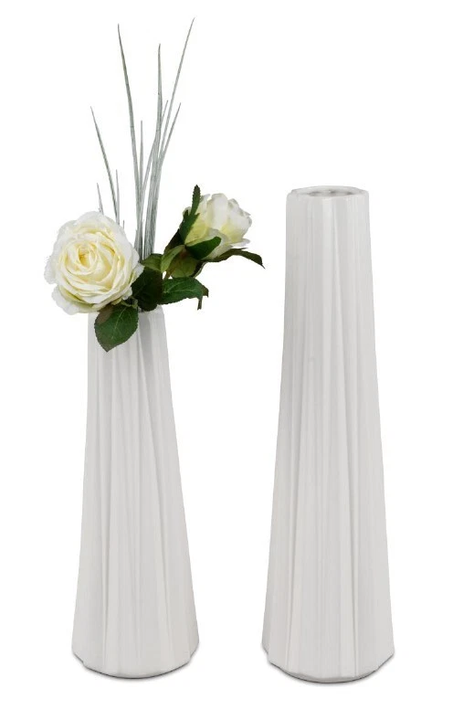 formano Vase 13x46cm aus Keramik mit weisser Mattglasur und Relief 7 97 16 2