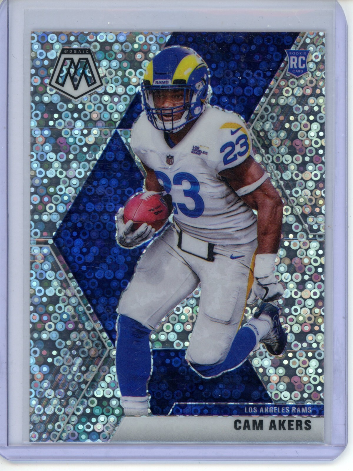 2020 Panini Mosaic - #221 Cam Akers (RC) Silver No Huddle Disco Los Angeles Rams