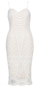 boutique mesh panelled strappy midi dress