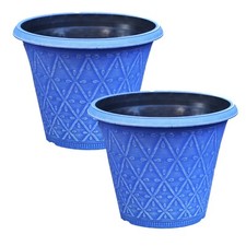 Planter Set of 2 Round 30cm Garden Plant Pot Marine Blue Outdoor Decor Cover