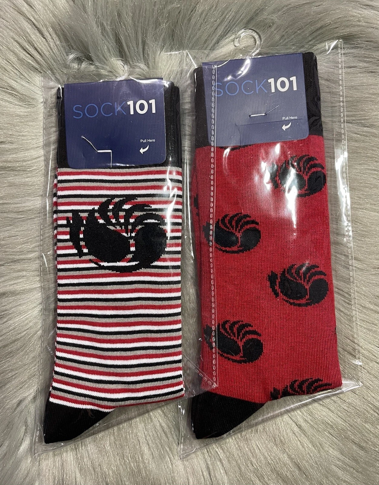 NWT Lot Of 2 Sock101 Men's Stripe + Print Socks One Size Socks Cotton Blend Nice