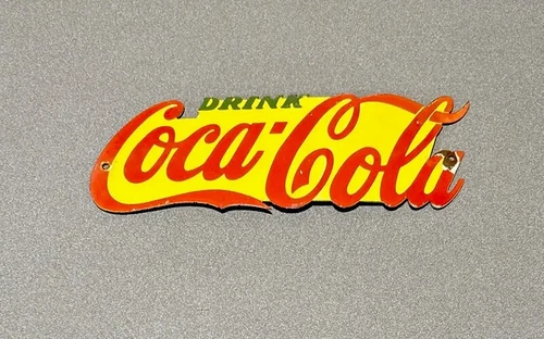 VINTAGE 14” COKE COCA-COLA SODA PORCELAIN SIGN CAR GAS TRUCK GASOLINE