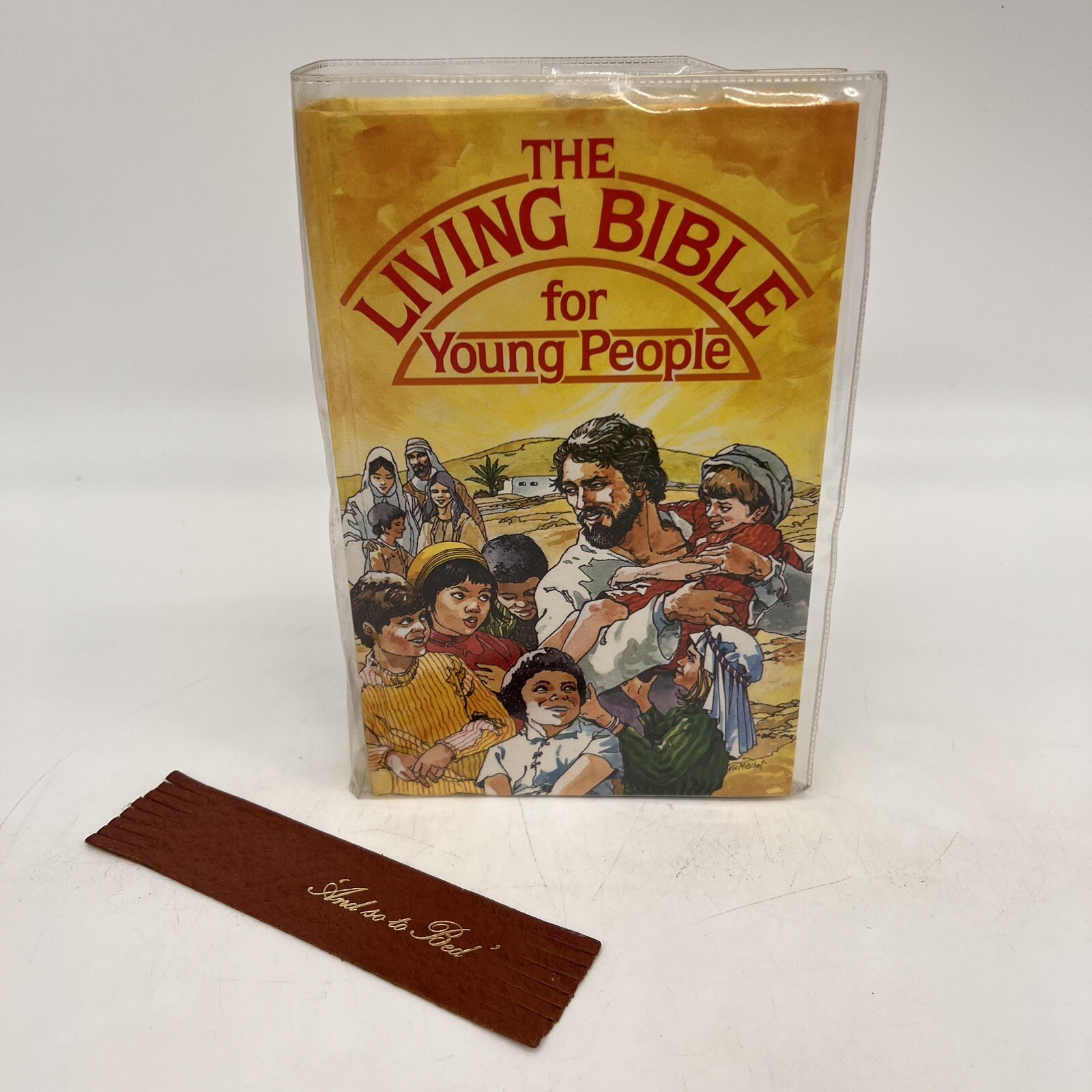 Living Bible for Young People Hardback Book Protective Cover `Bookmark 1983