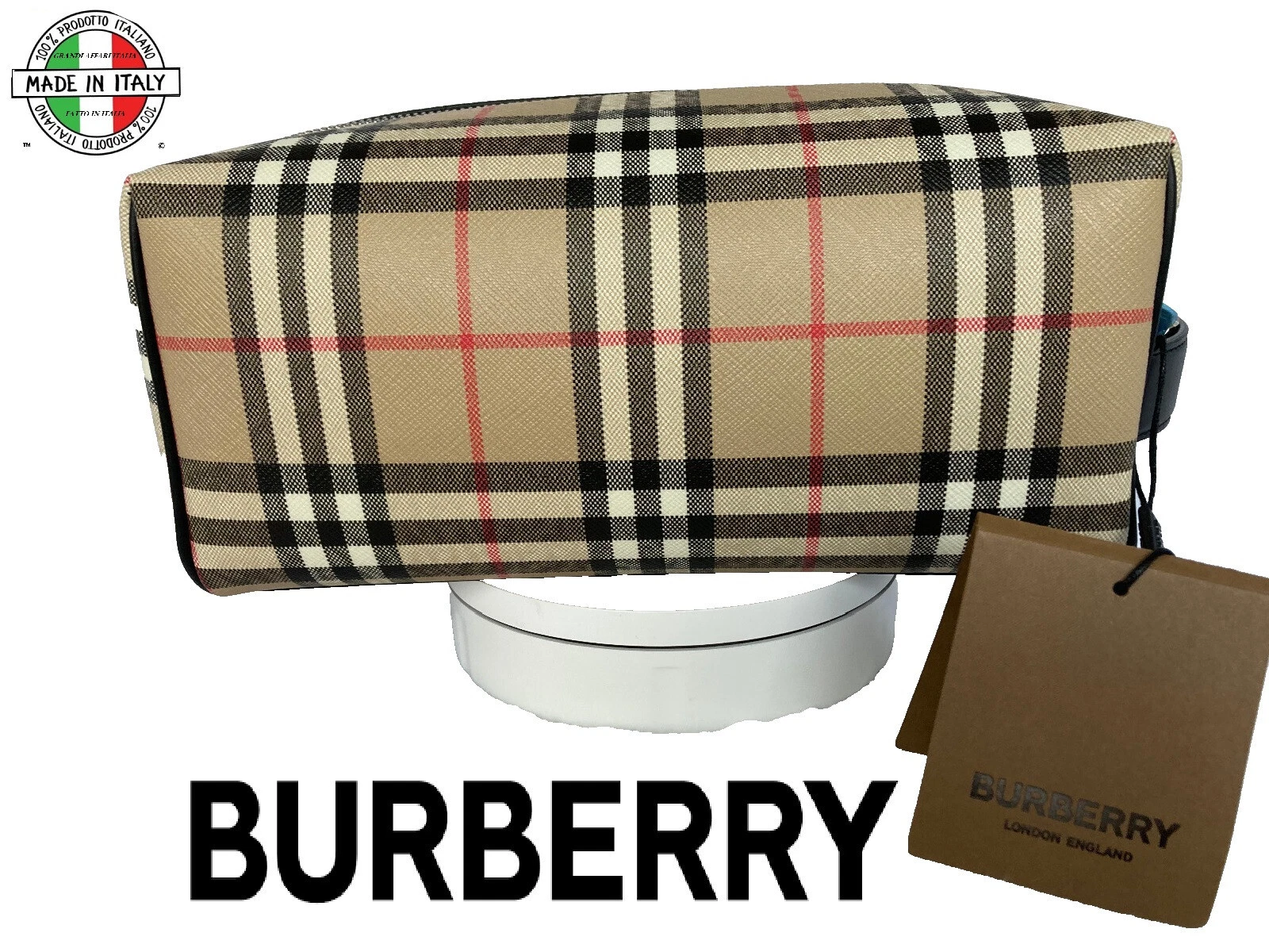 Burberry Nova Check Pochette Lavaggio Borsa Iconica Sofisticata Pelle di Lusso Italia