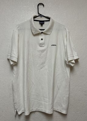 Patagonia Men's White Polo Shirt Short Sleeve Organic Cotton Sz XL