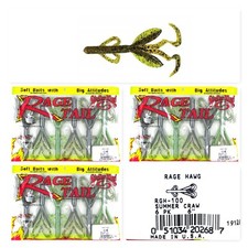 (3) Bags Strike King Plastic Rage Tail 6" Rage Hawg Summer Craw RGH100 Brand New