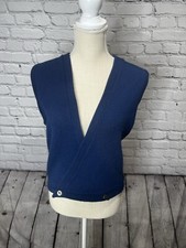 Vintage Campus Sweater Vest Size Medium Orlon Acrylic Wrap Buttons V Neck