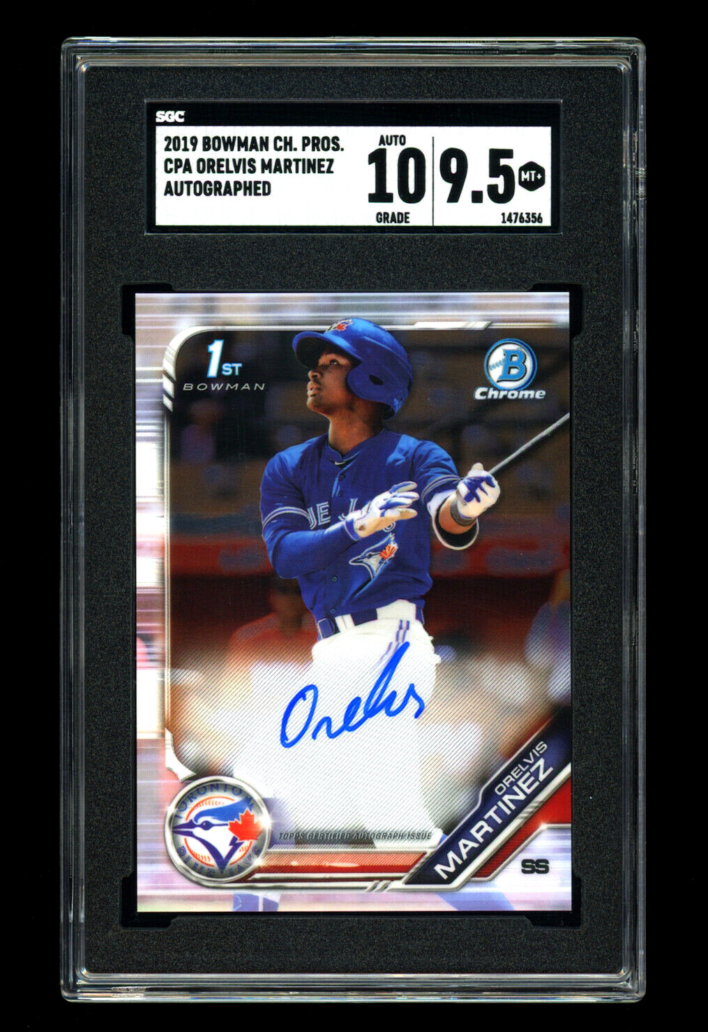 2019 Bowman Chrome ORELVIS MARTINEZ Rookie 1st Bowman RC ~ SGC 9.5 MT+ w/10 Auto