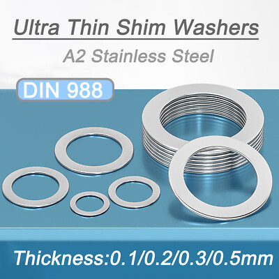 #ad #ad Shim Washers 0.1 0.2 0.3 0.5mm Thick DIN 988 High Quality A2 Stainless Steels $23.23