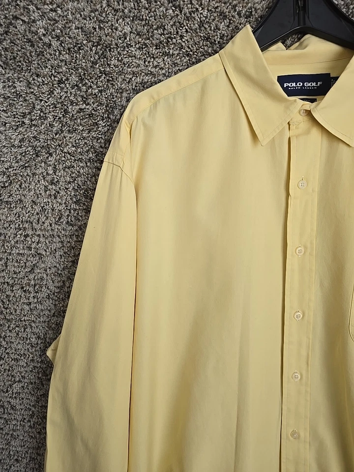 Ralph Lauren Mens Button Up XXL 2XL Yellow Polo Golf Lofting Single Pocket - Image 2 of 4