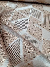 Fabric Sold By The Yard Brocade Geometric Rose Gold Triangle Metallic Textured 