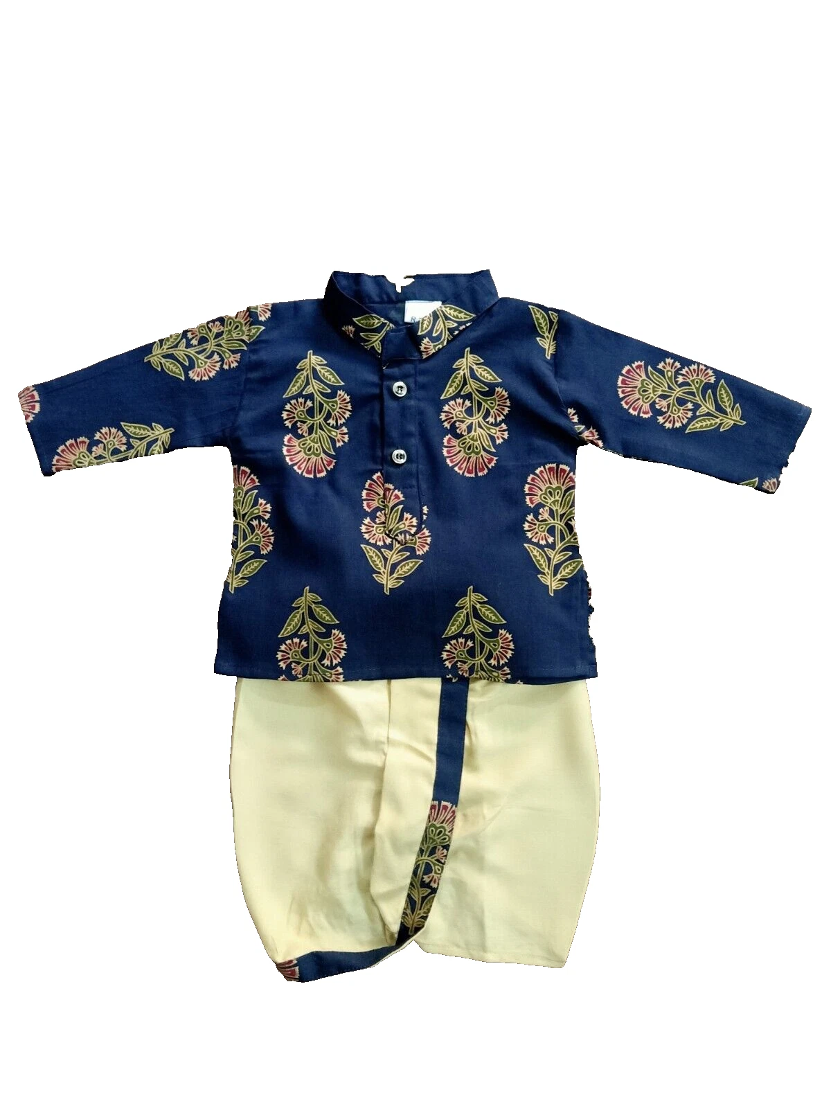 New born Baby Dress Indian Ethnic Kids Rayon Dhoti And Cotton Block Print Kurta