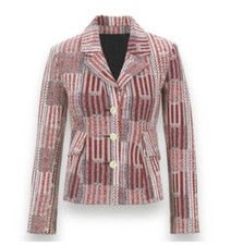 CaBi Patchwork Tweed Nautical Blazer 6028 Red White Navy Preppy Coastal Sz Small