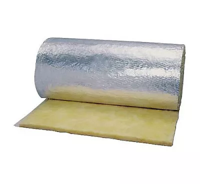 IES 48" x 25ft REFLECTIVE FOIL FRK Fiberglass Duct Insulation HVAC PIPE Wrap 2" R12