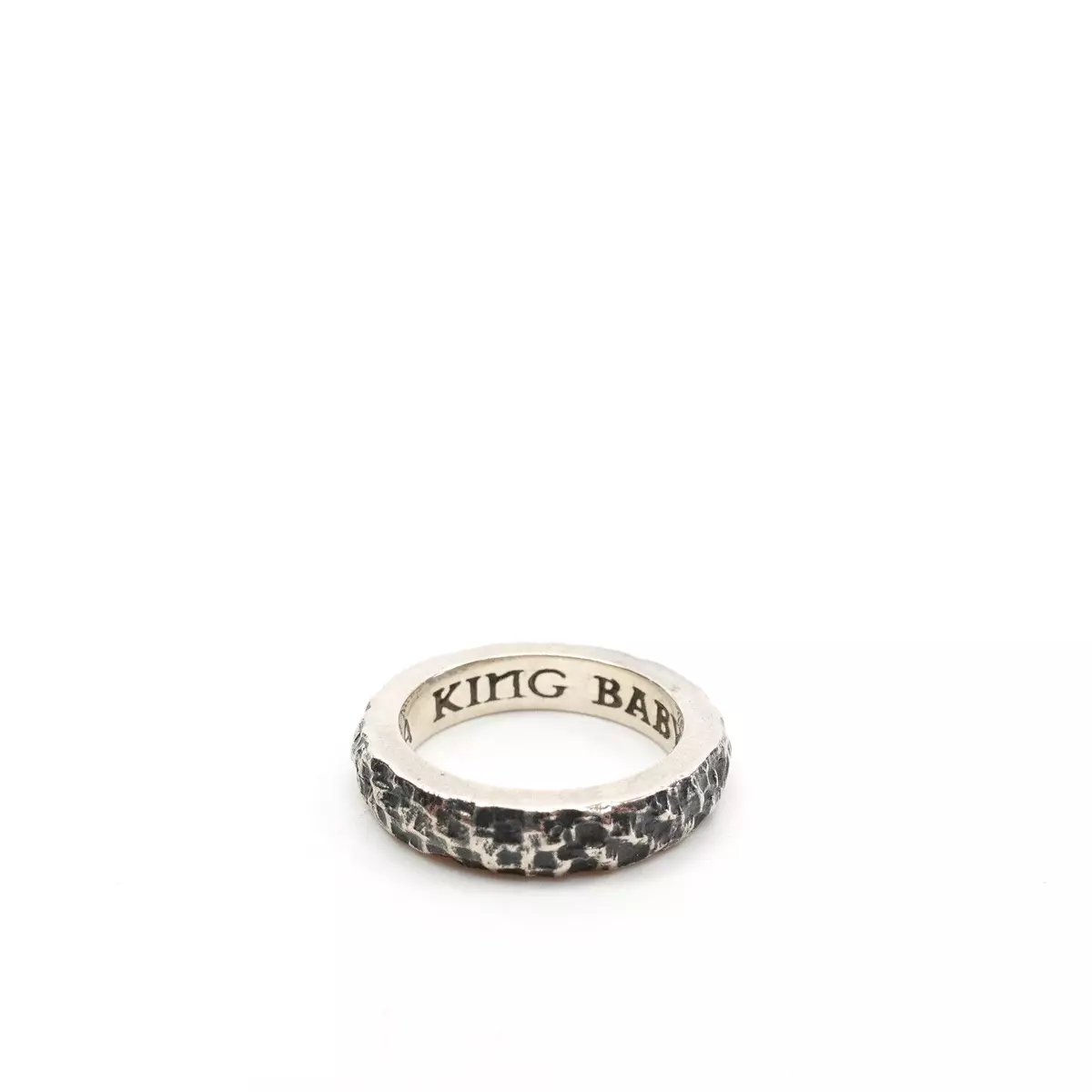 King Baby Studio Hammered Texture Stackable Band Ring Fine Silver