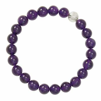 Debutant Amethyst Halbedelstein Perlen silberfarben Stretch Armband