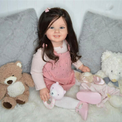 28'' Reborn Baby Doll Already Painted Girl Doll with Long Rooted Hair Cloth Body