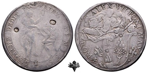 PONTIFICAL STATE Rome Plate RARE SILVER Pope Alexander VII (1655-1667)