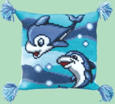 Cross Stitch ''Dolphins'' Embroidery Kit Unprinted Сanvas Charivna Mit