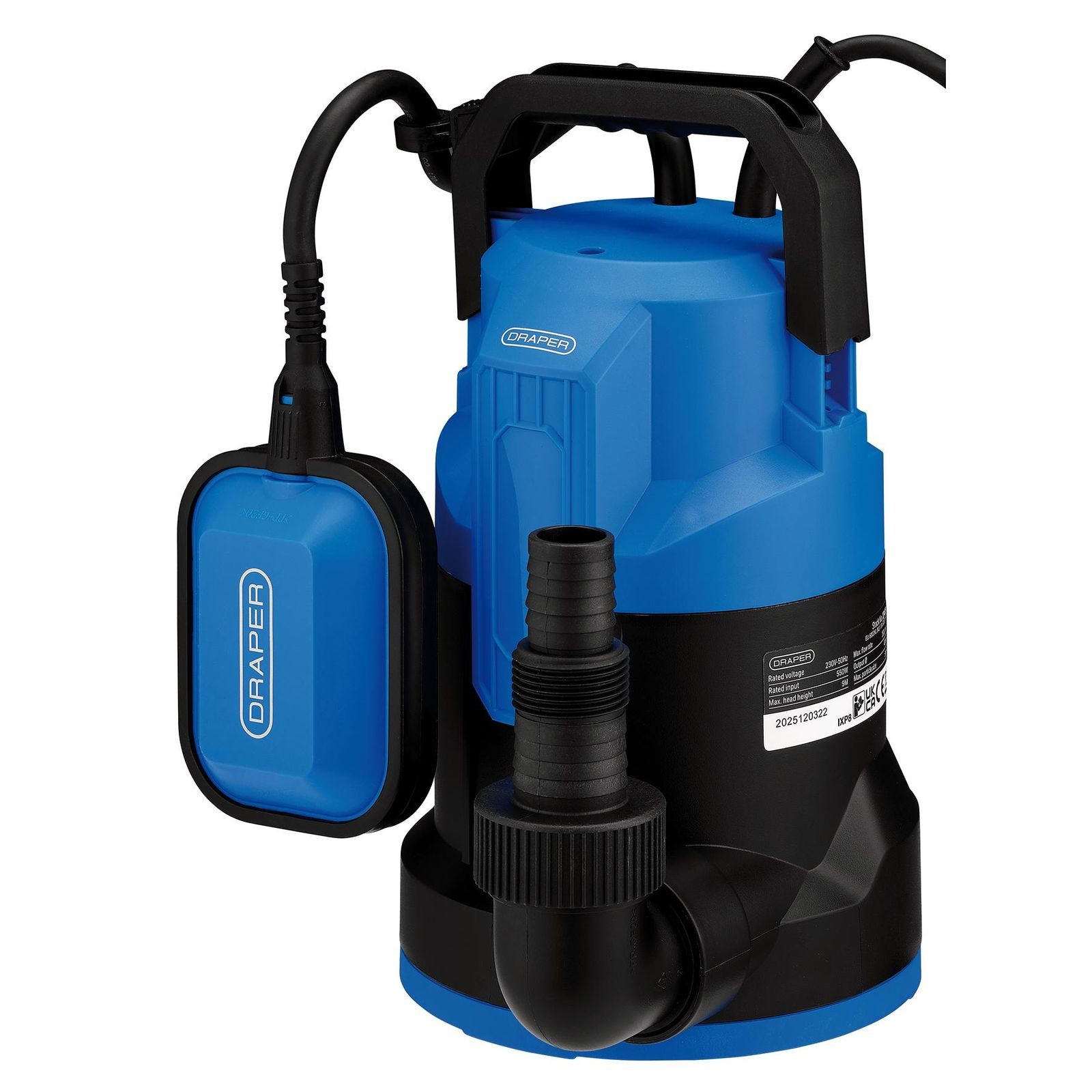 Draper 27476 230V Submersible Clean Water Pump with Float Switch, 280L/min, - Image 3
