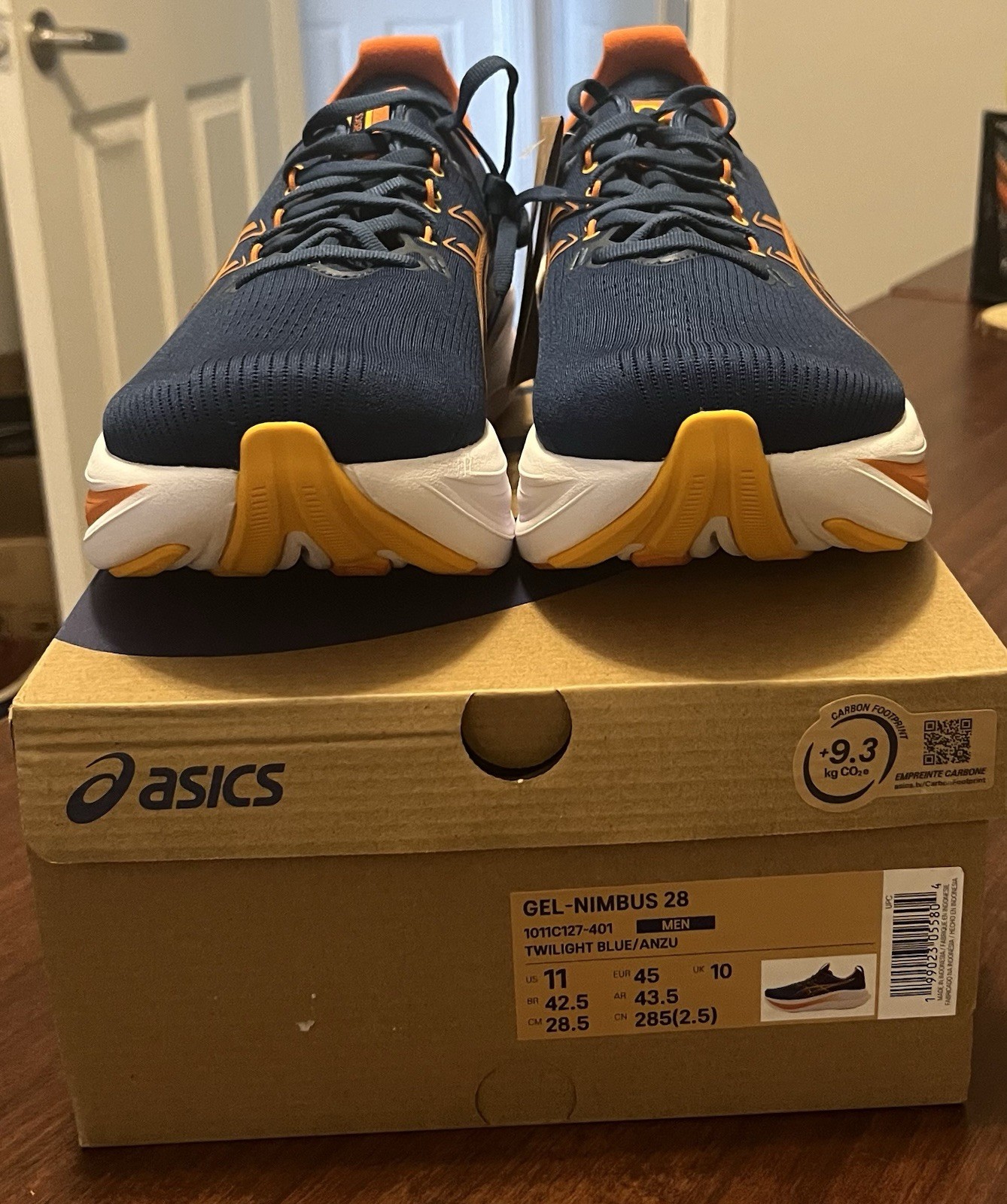 Size 11D - ASICS Gel Nimbus 28 Twilight blue/Anzu thumbnail 2